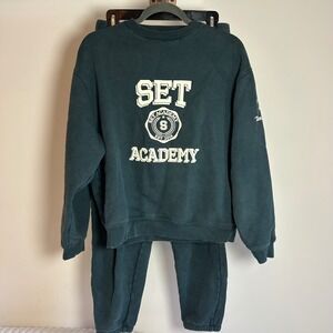 SET ACADEMY set active Sweatshirt Jogger Set Green Athletic Athleisure Size S/M